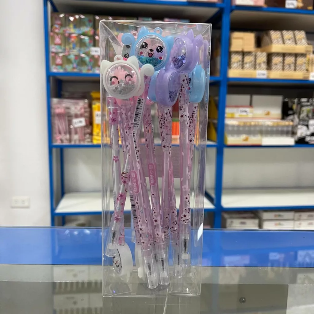 Docena Lápiz Gatito lentejuelas Tinta azul