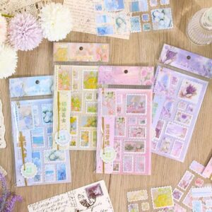 Set Pegatinas Flores Estilo Estampilla de correo - Imagen 1