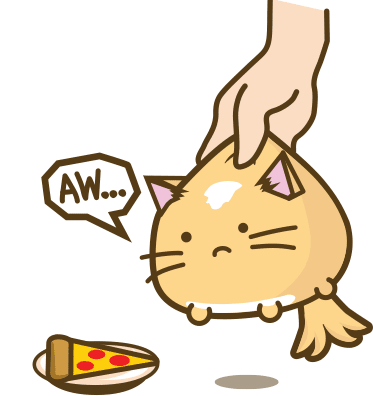 Gatito kawaii con una pizza