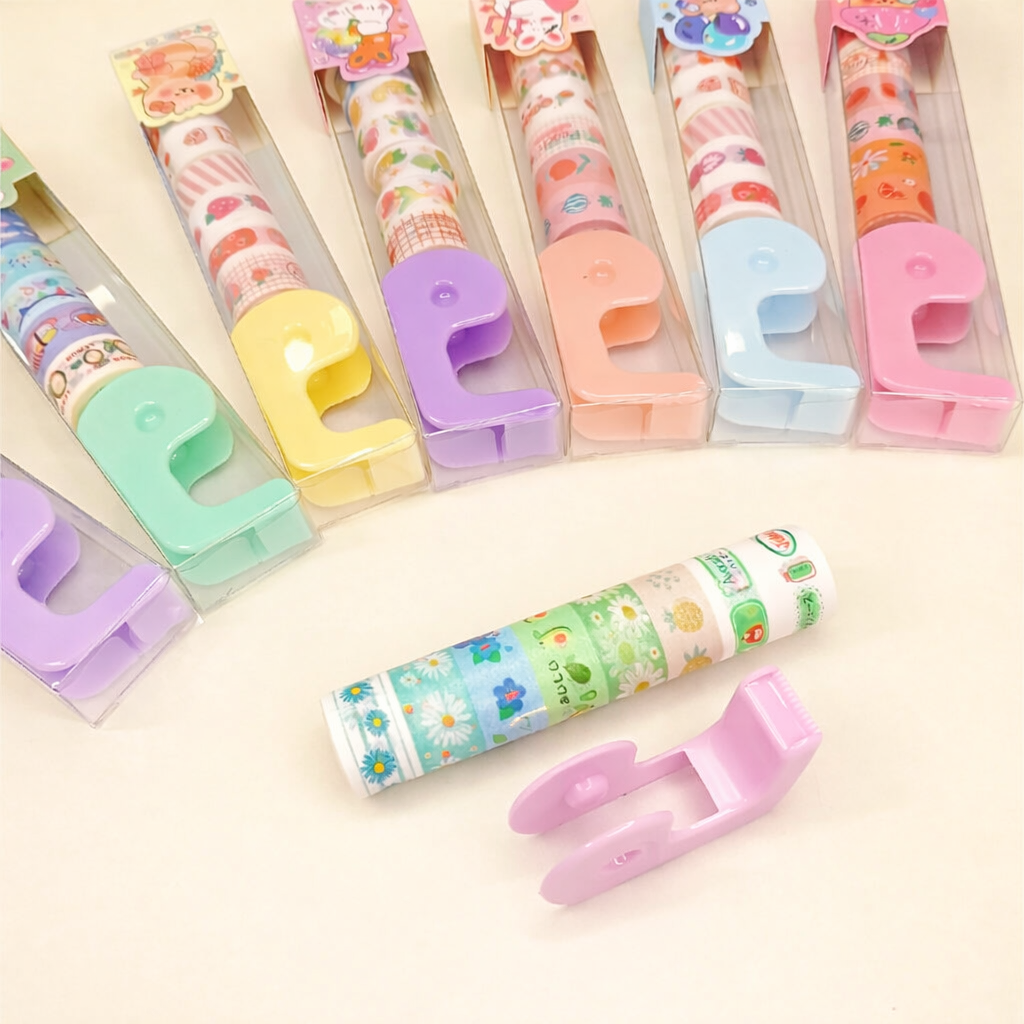 Rollos de Washi tape Con Dispensador 2,5 mts