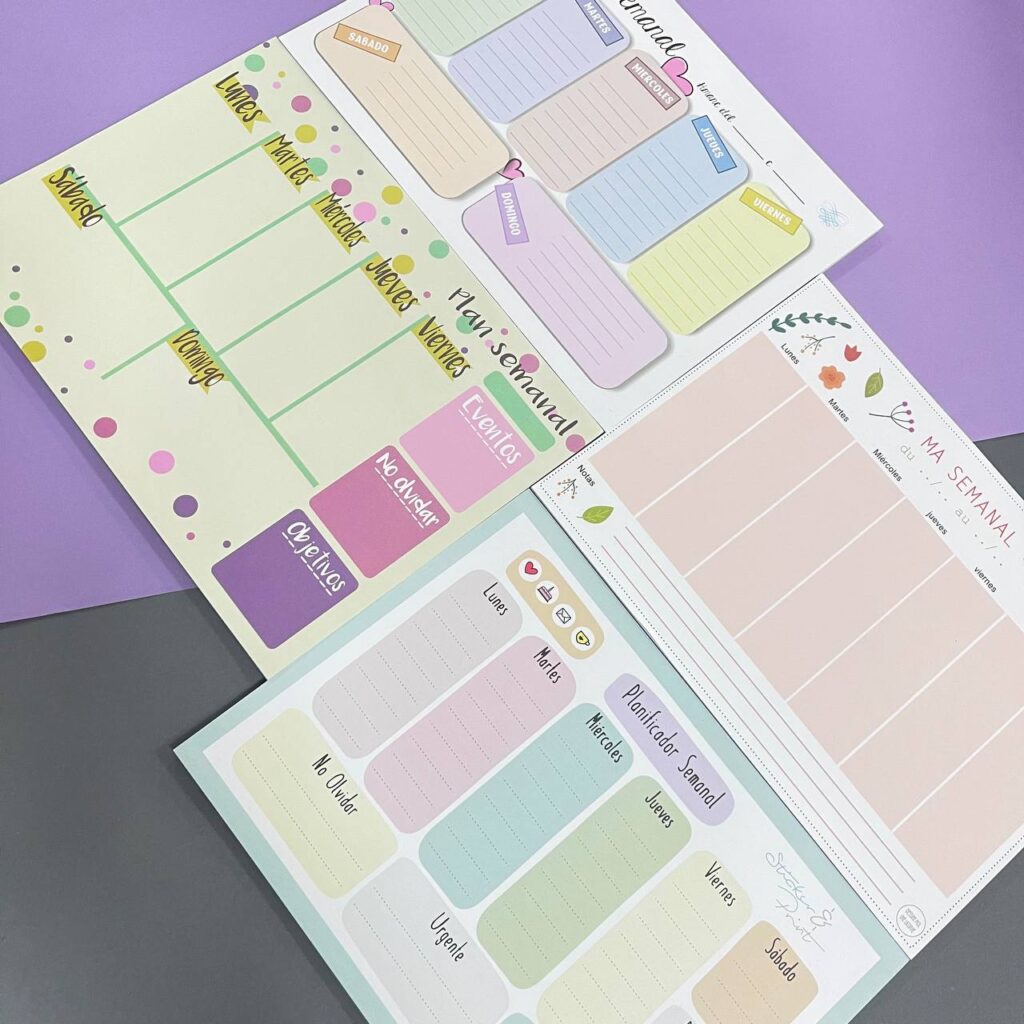 Posters semanal kawaii Multicolor