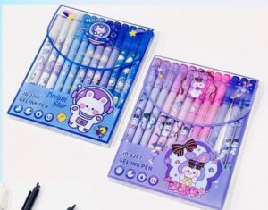 Set lápices borrables Kawaii 3 modelos tinta azul - Imagen 3