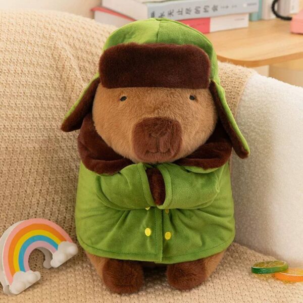 Peluche de felpa capybara con Abrigo militar de 30 cm
