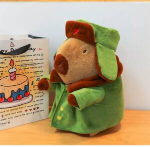 Peluche de felpa capybara con Abrigo militar de 30 cm - Imagen 2