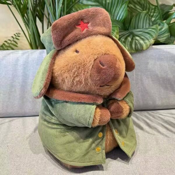 Peluche de felpa capybara con Abrigo militar de 30 cm - Imagen 5