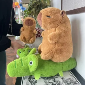 Peluche Capybara con Cocodrilo, 3 Tamaños Disponibles