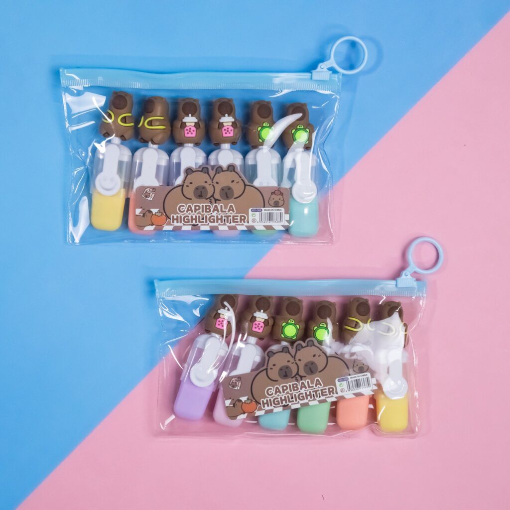 Bolsita de Destacadores Fluor de Capybara, 6 Colores Surtidos