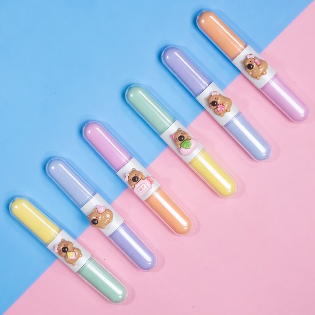 Destacador fluorescente doble punta cute capybara