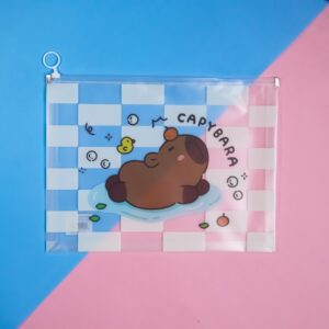 Bolsa con Cremallera de Rayas con Diseño de Capybara - Imagen 3