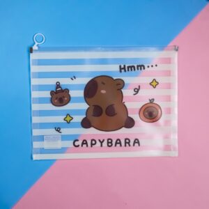 Bolsa con Cremallera de Rayas con Diseño de Capybara - Imagen 4