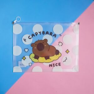 Bolsa con Cremallera de Rayas con Diseño de Capybara