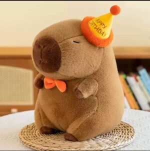 Peluche de felpa Capybara con Moño y Gorro de Cumpleaños - Imagen 2