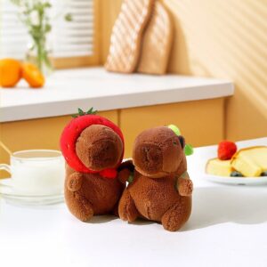 Llavero de Peluche Capybara mochila de tortuga y gorro de frutilla - Imagen 6