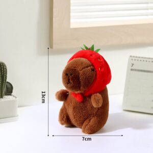 Llavero de Peluche Capybara mochila de tortuga y gorro de frutilla - Imagen 2