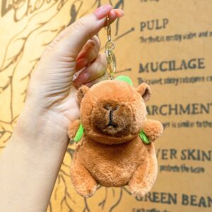 Llavero de Peluche Capybara mochila de tortuga y gorro de frutilla - Imagen 5