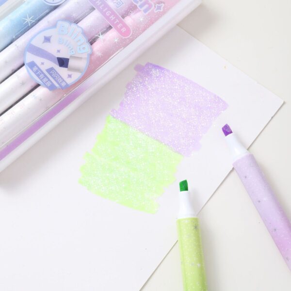 Destacador Fluorescente con Glitter, 4 Colores - Imagen 3
