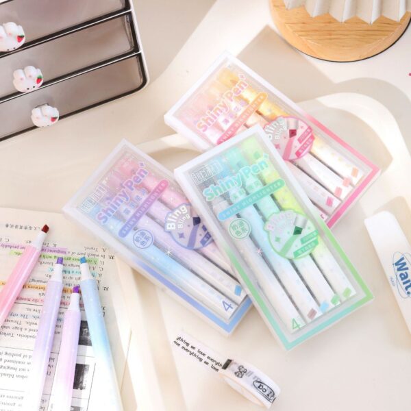 Destacador Fluorescente con Glitter, 4 Colores - Imagen 7