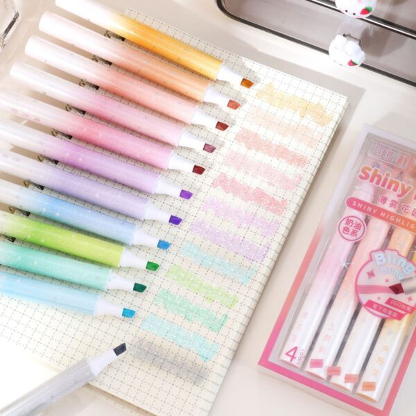 Destacador Fluorescente con Glitter, 4 Colores - Imagen 2