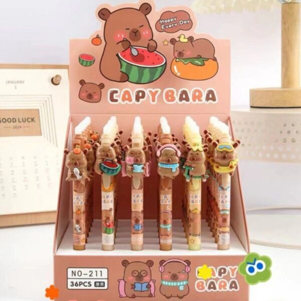 Lapiz tinta gel bobrable Capybara, 6 Modelos