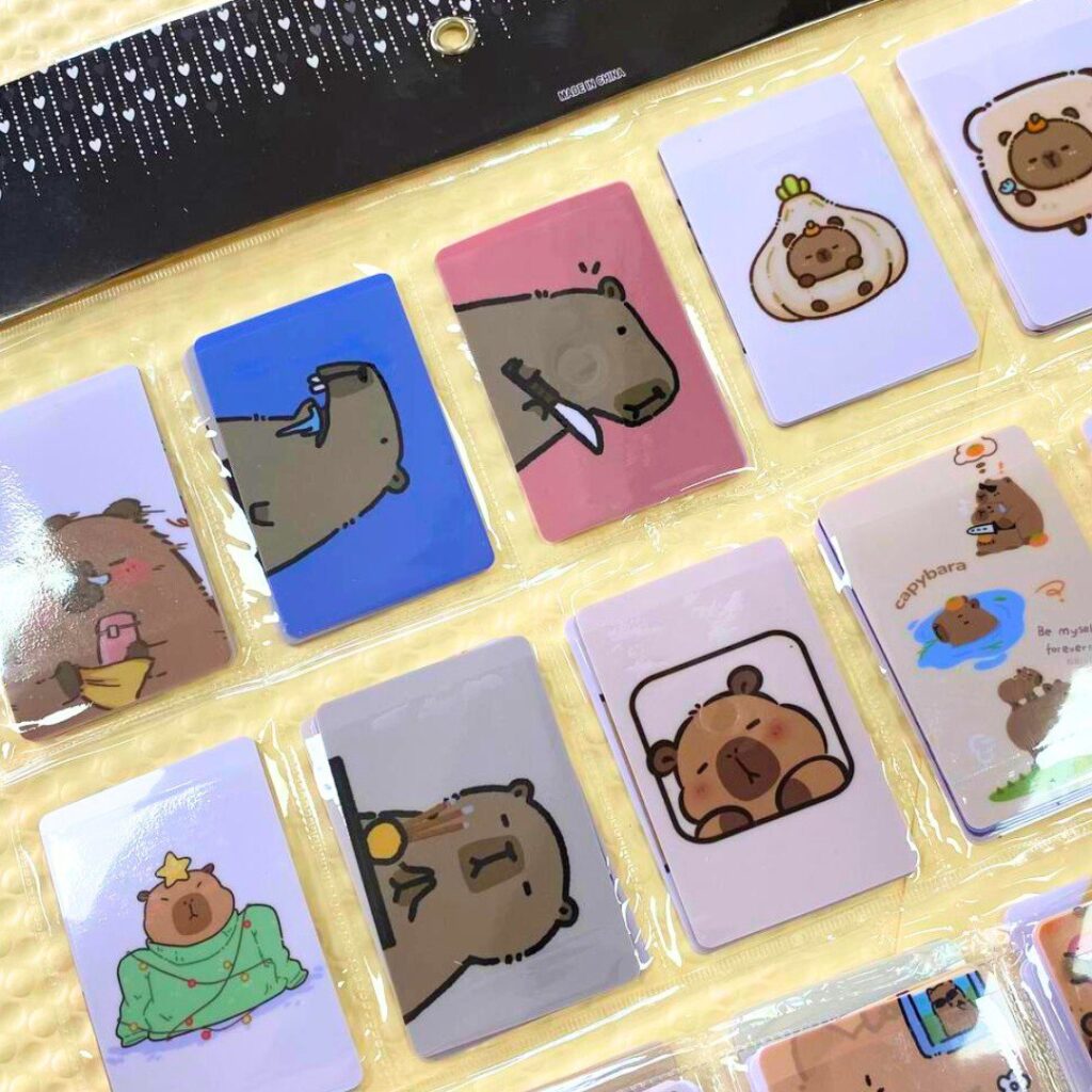 Tira de Pegatinas para Tarjetas con Diseño de Capybara 100 Piezas