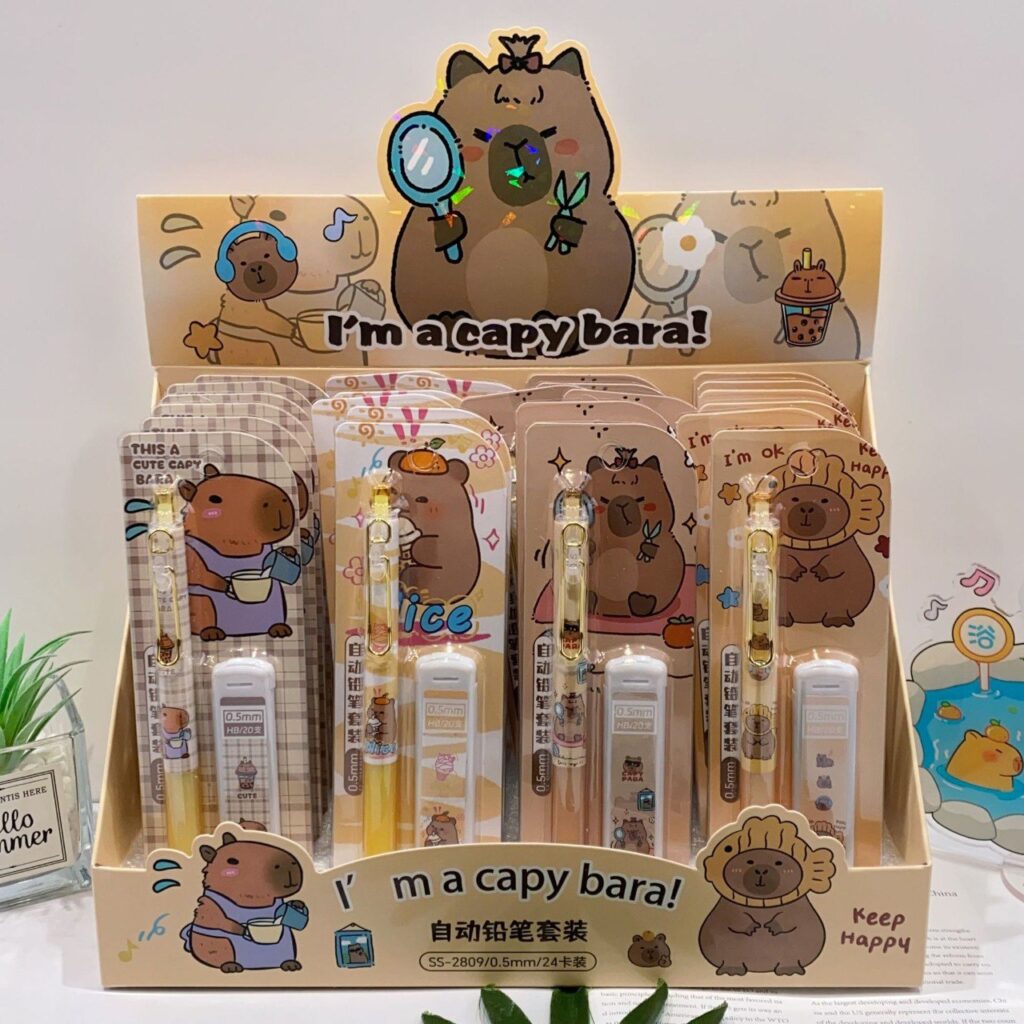 Set de Portaminas Kawaii de Capybara con Recambio