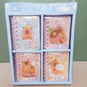 Mini Libreta Kawaii de Capybara con Argollas, 70 Hojas, 4 Diseños Únicos