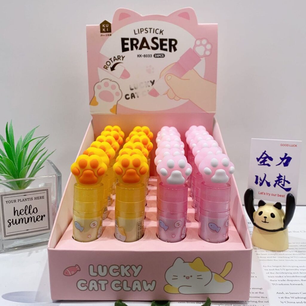 Goma de borrar patita de gato 4 modelos de PVC