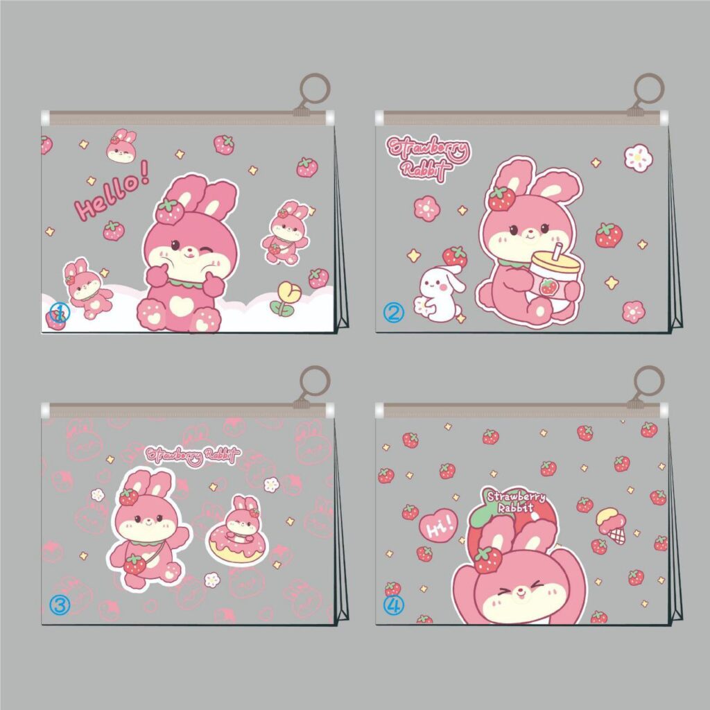 Bolsa con Cremallera Gato Rosa, Modelo 3D, 4 Modelos Surtidos