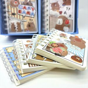 Mini Libreta Kawaii con Argollas y Diseño de Capybara, 80 Hojas, 4 Modelos Surtidos