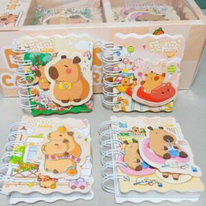 Mini Libreta Argollada con Broche y Diseño de Capybaras, 100 Hojas en Blanco, 4 Modelos - Imagen 4