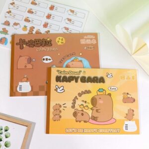 Libreta de Pintar Kawaii de Capybara, 20 Hojas en Blanco