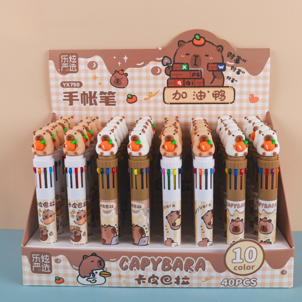 Lápiz de 10 Colores Capybara Naranja, 2 Modelos Surtidos