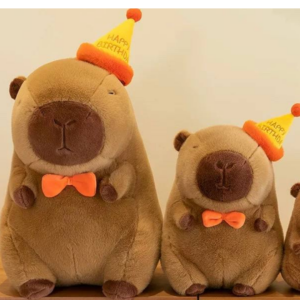 Peluche de felpa Capybara con Moño y Gorro de Cumpleaños - Imagen 3