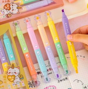 Set de 4 Destacadores Bicolor de Doble Punta  Pata de Gato - Imagen 3