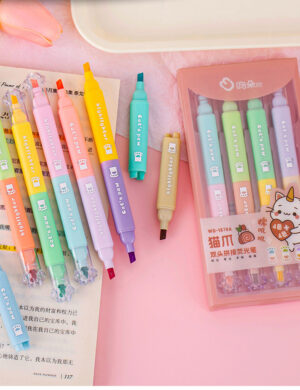 Set de 4 Destacadores Bicolor de Doble Punta  Pata de Gato - Imagen 4