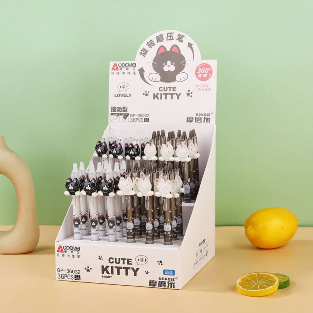 Lápiz Borrable con Forma de Gato Blanco y Negro
