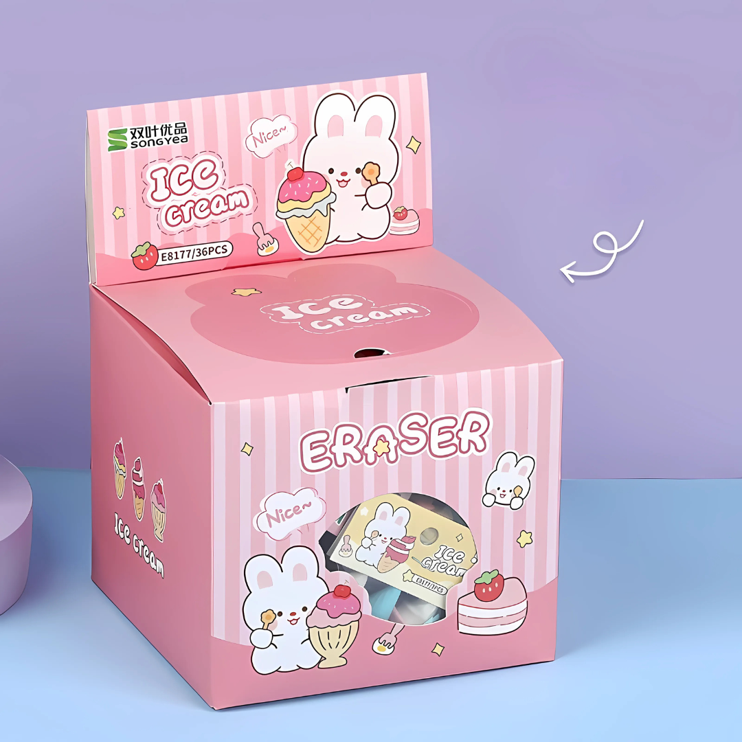 Set de Gomas Helados Colores Pastel 3PCS 1 Set de Gomas Helados Colores Pastel 3PCS
