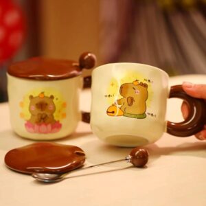 Taza de cerámica Capybara con flor - Imagen 1