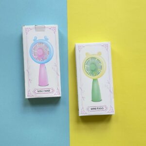 Ventilador con luz kawaii Recargable 4 Colores - Imagen 4