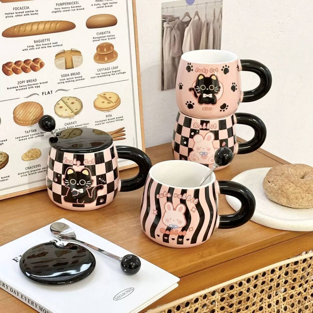 Taza de Cerámica Gatito Pink Black