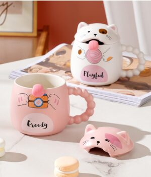 Taza de Cerámica Diseño Gatito Kawaii - Imagen 1
