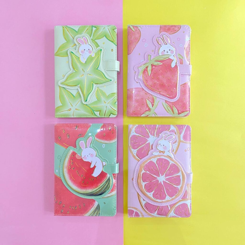 Libreta Colorida con Broche de Fruta 128 Páginas