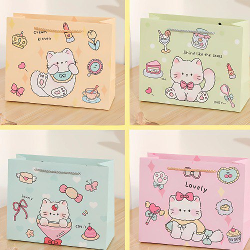 Bolsa de Papel Gatito | 4 Modelos Surtidos y 2 Tamaños Disponibles