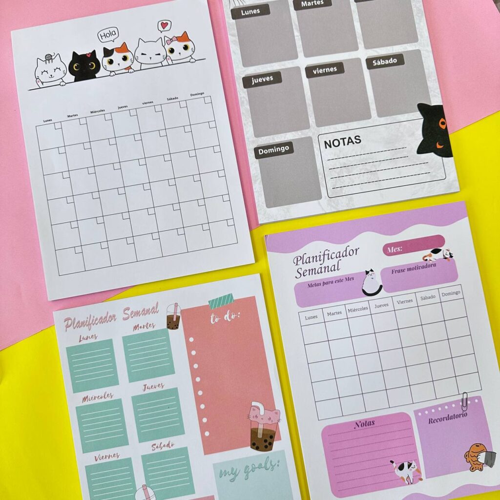 Planner de Hojas Gatito | 3 Modelos y Colores Surtidos