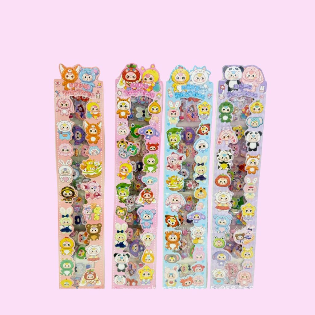 🛍️ Tira de Stickers  100 PCS Baby Three 🐻🌈