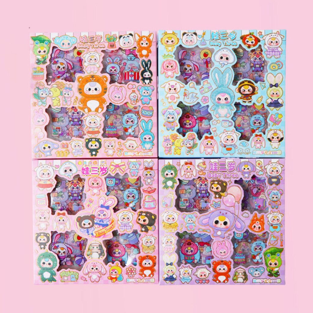 🛍️ Caja de Stickers 96PCS Baby Three 🐻💖