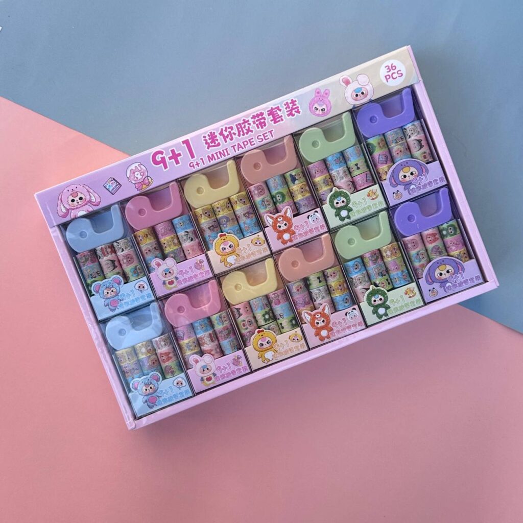 Washi Tape 9PCS con Dispensador Baby Three 🐻🎨