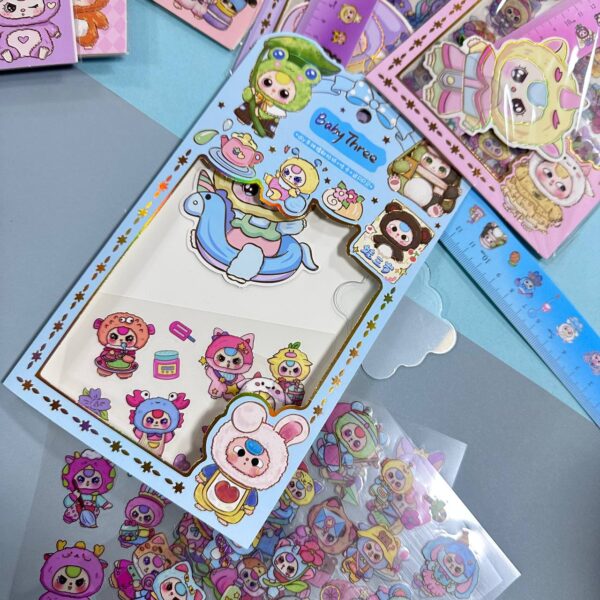 🎁 Set de Stickers + Mini Regla Baby Three 🎨 - Imagen 3