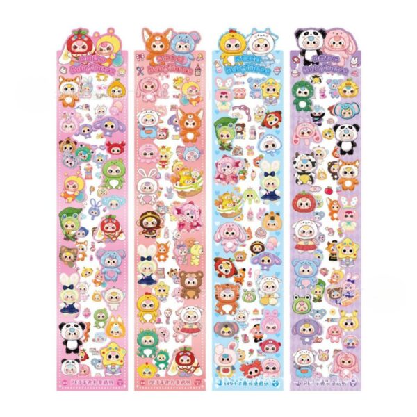 🛍️ Tira de Stickers 96PCS Baby Three 🐻🌈 - Imagen 2