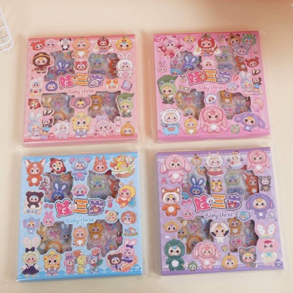 🛍️ Caja de Stickers 96PCS Baby Three 🐻💖 - Imagen 5